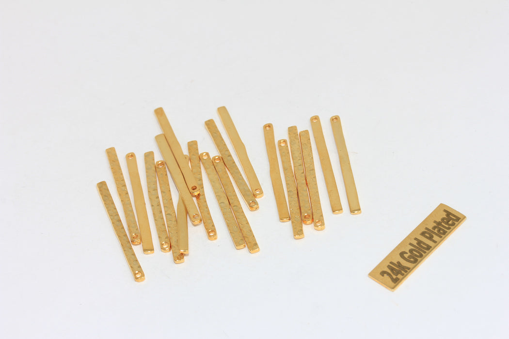 2,5x28mm 24k Matt Gold Bars, Gold Hammered Bar, Tiny Bar Charms, BRT598