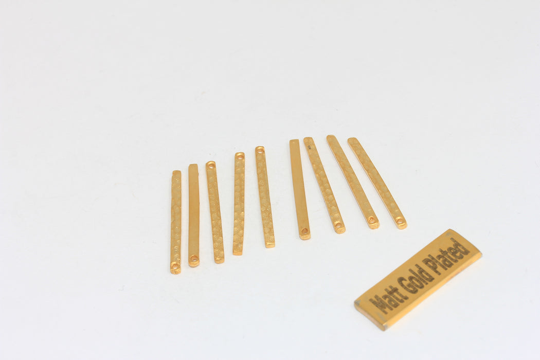 2,5x28mm 24k Matt Gold Bars, Gold Hammered Bar, Tiny Bar Charms, BRT598