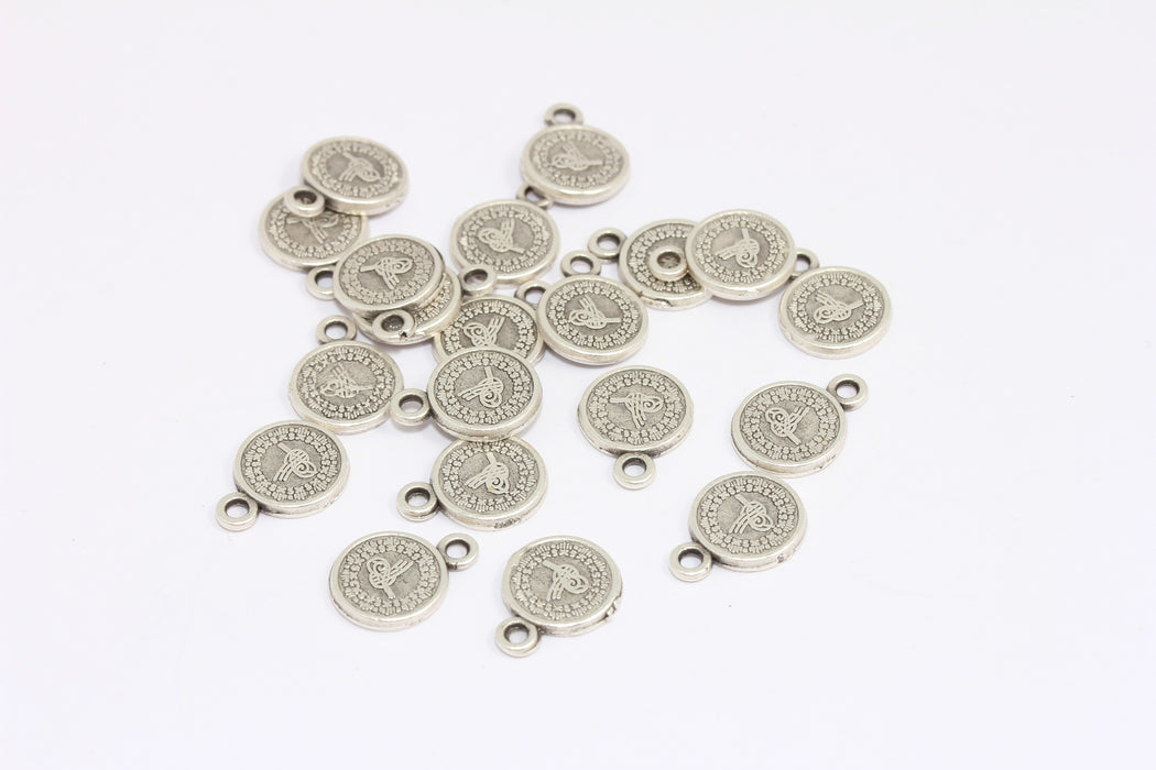Disco ottomano in argento antico da 10 mm, gioielli ottomani, monete ottomane rotonde, ciondoli per braccialetti, ROSE331