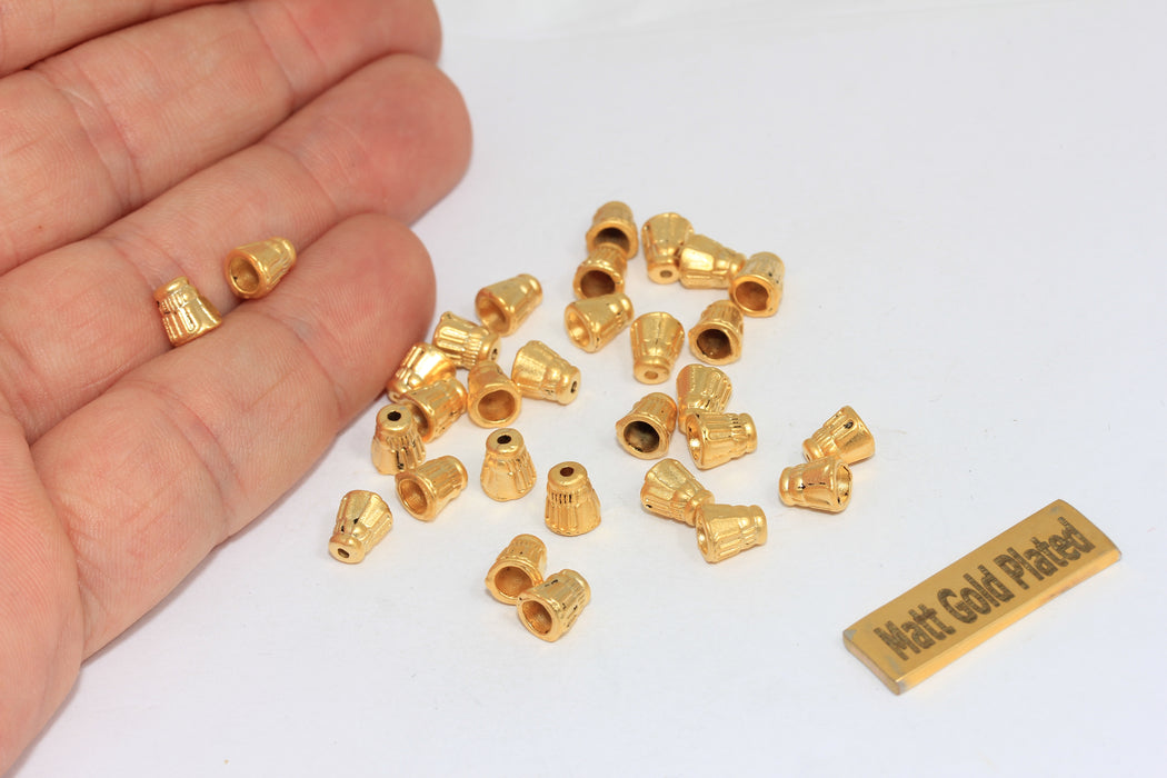 5x6mm 24k Matt Gold End Cap, Tiny End Cap, BRT594