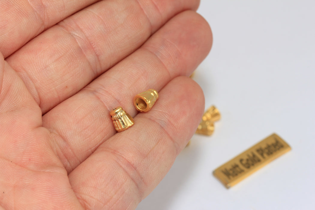 5x6mm 24k Matt Gold End Cap, Tiny End Cap, BRT594