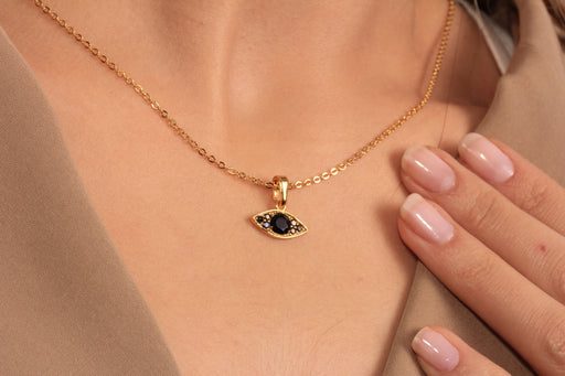 Gold Necklace With Cubic Zirconia Eye Charm