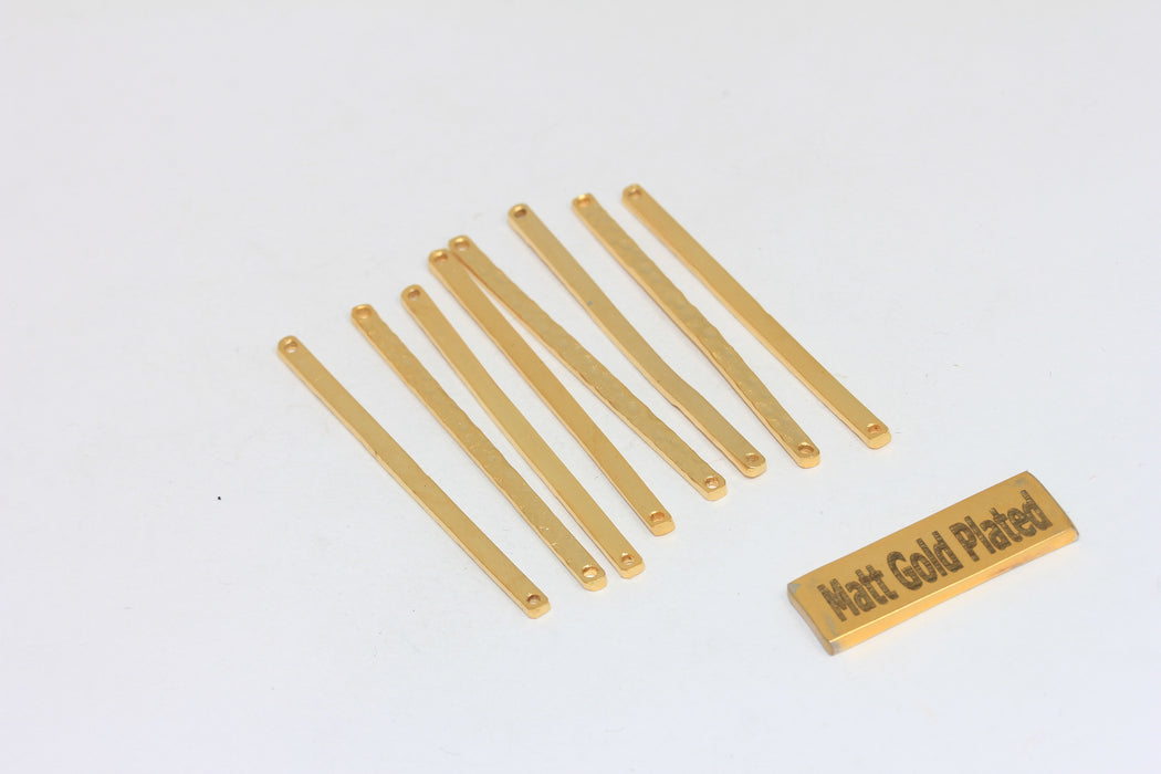 2,5x48mm 24k Matt Gold Bars, Gold Hammered Bar, Two Hole Bar,  BRT599