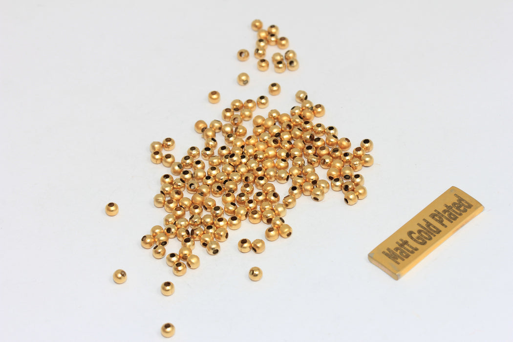 3mm 24k Matt Gold Beads, Spacer Beads, Hollow Beads, Tiny Spacer Beads, Bracelet Beads, Ball Beads, Gold Plated Findings, BG, BRT555
