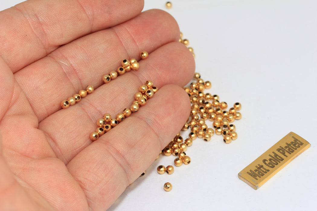 3mm 24k Matt Gold Beads, Spacer Beads, Hollow Beads, Tiny Spacer Beads, Bracelet Beads, Ball Beads, Gold Plated Findings, BG, BRT555