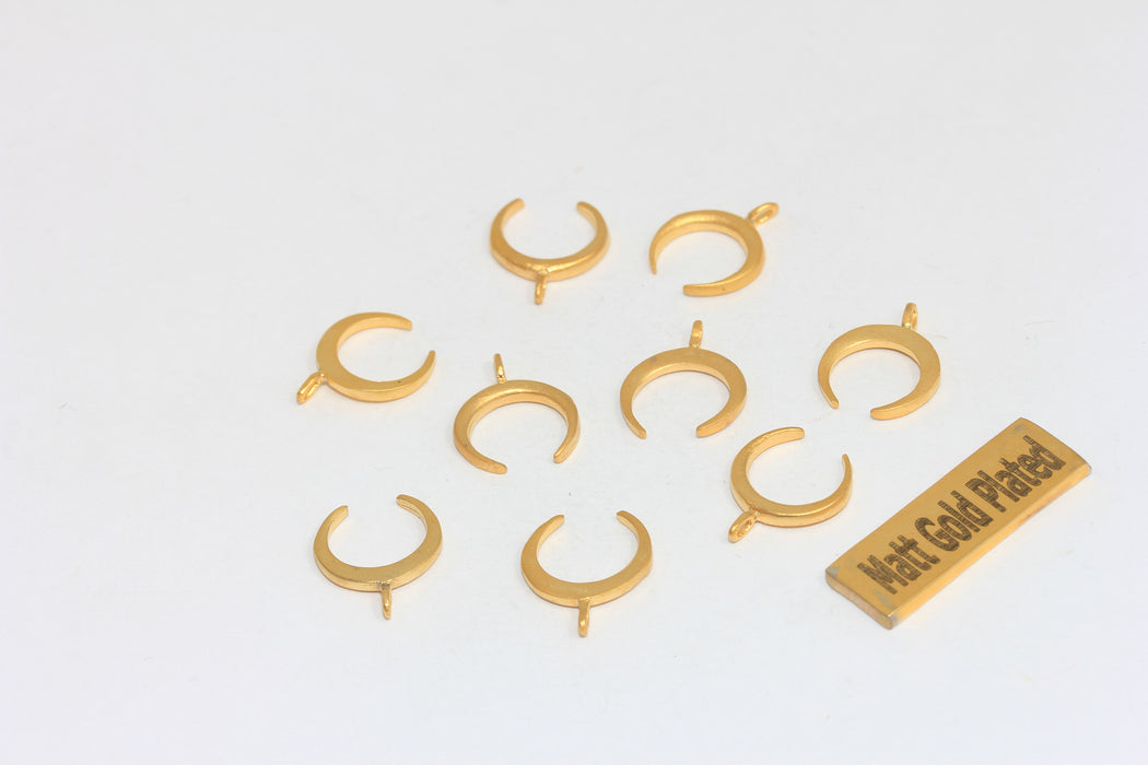 12x16mm 24k Matt Gold Moon Charms, Crescent Moon, Gold  BRT607