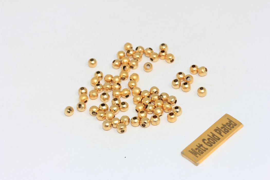 4mm 24k Matt Gold Beads, Spacer Beads, Hollow Beads, Tiny Spacer Beads, Bracelet Beads, Ball Beads, Gold Plated Findings, BZ, BRT556