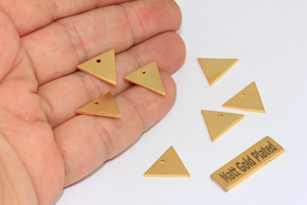 14x16mm 24k Matt Gold Triangle Charms, Triangle, Gold BRT596