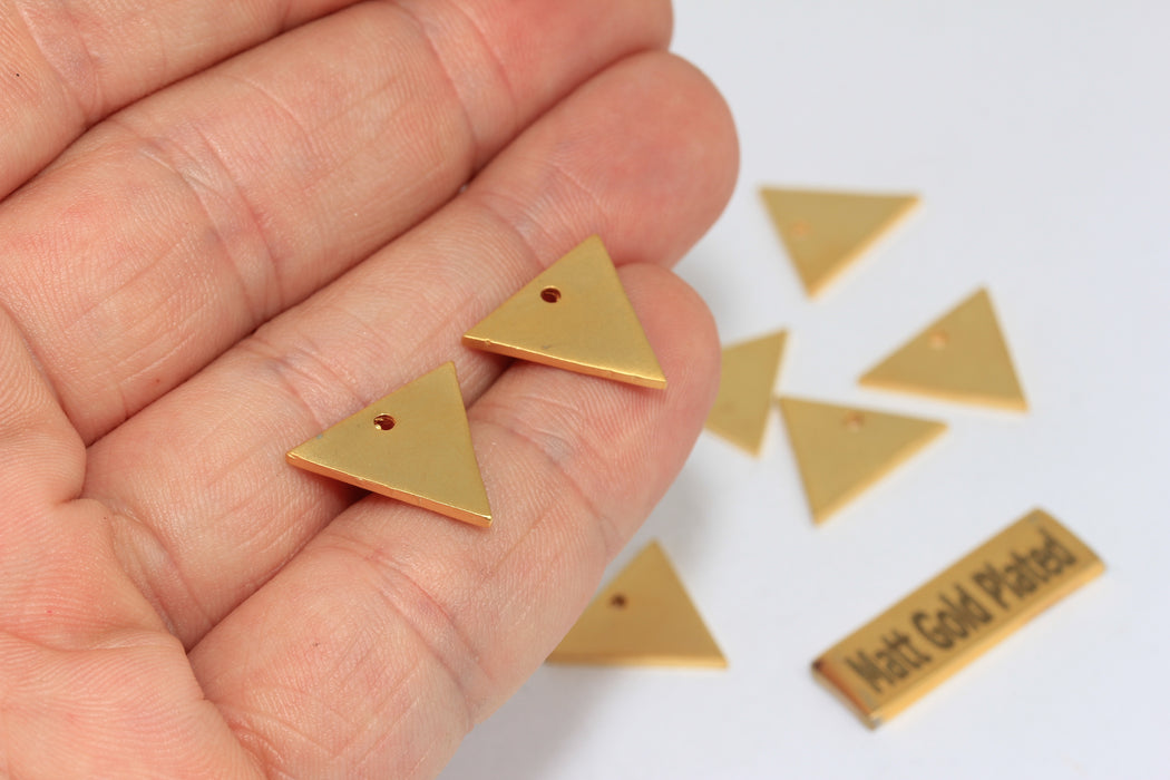 14x16mm 24k Matt Gold Triangle Charms, Triangle, Gold BRT596