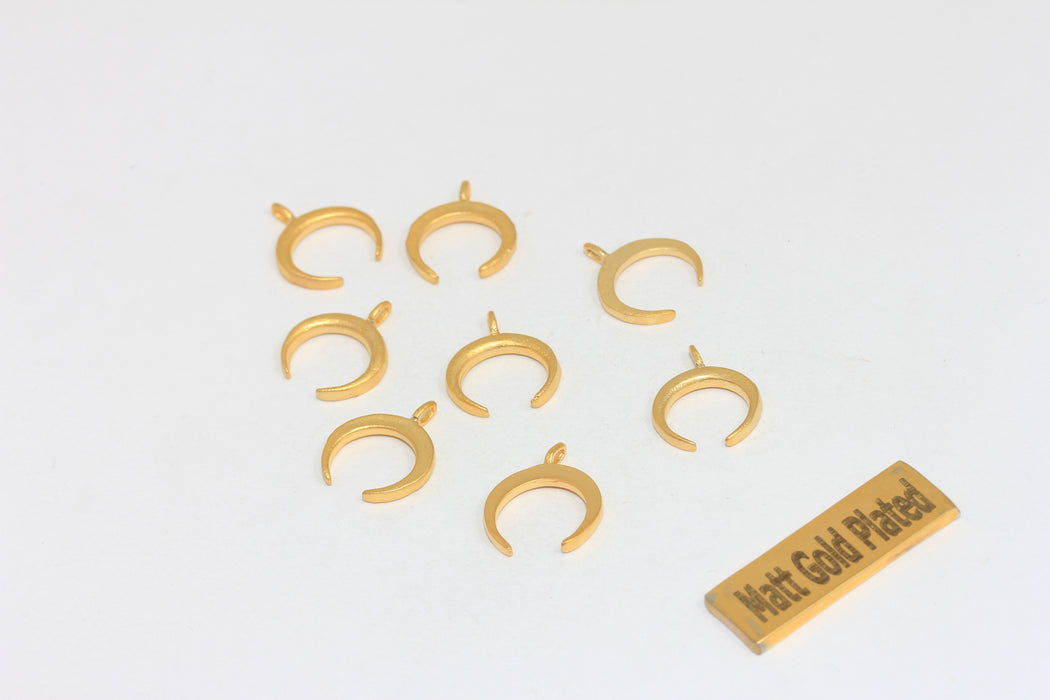 13x15mm 24k Matt Gold Horn Charms, Horn Pendant, Moon BRT604