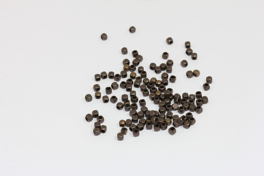 2,5mm Antique Copper Spacer Beads, Cube Beads, Mini Spacer Beads, BRT552