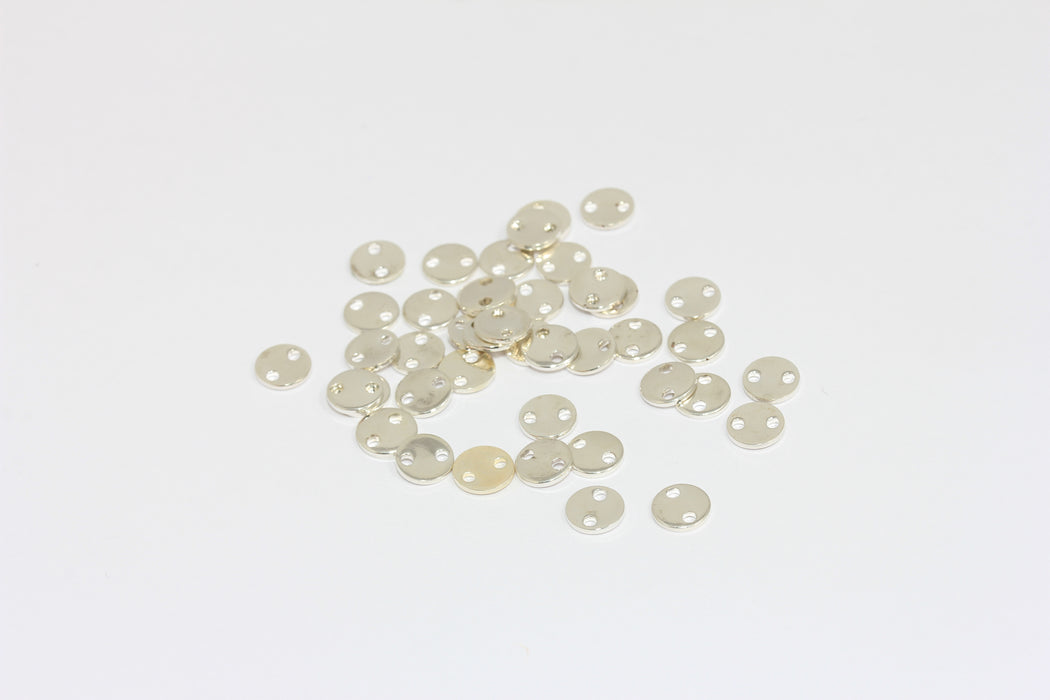6mm Silver Plated Disc Charms, Two Hole Coins, Gold Plated Disc, BRT567