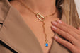 Gold Necklace With Enamel Padlock Charm