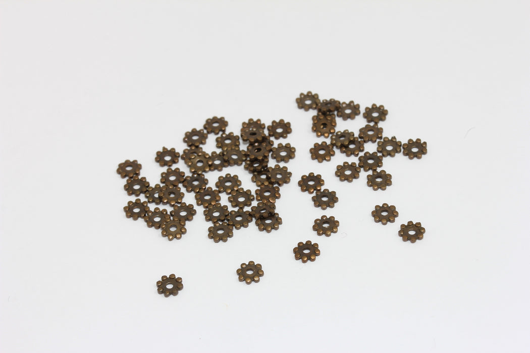 5mm Antique Bronze Spacer Beads, Tiny Snowflake ,findings  BRT554