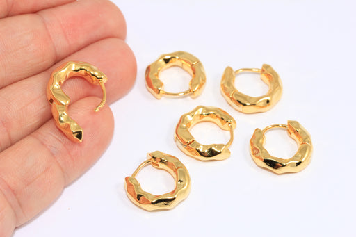  Drop Earrings, Thick Gold Hoops