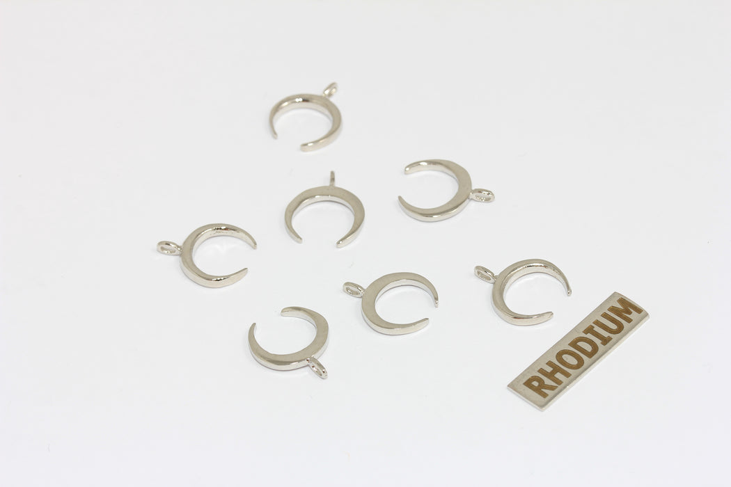 13x15mm Rhodium Plated Horn Charm, Horn Pendant, Brass BRT609