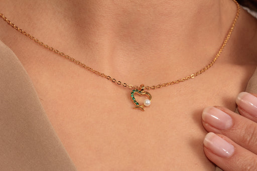 Gold Necklace With Cubic Zirconia Heart Charm