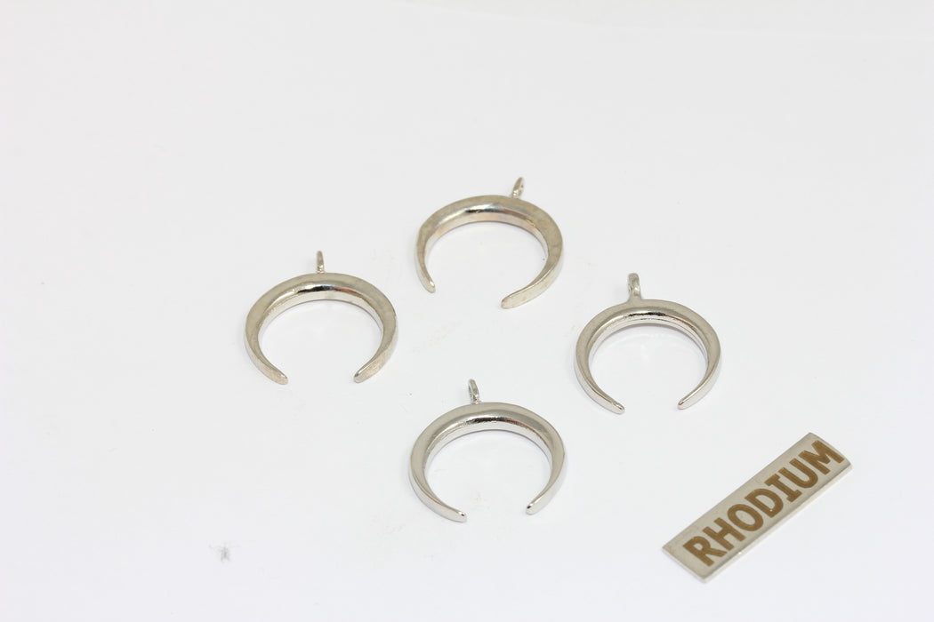 18x21mm Rhodium Horn Charms, Horn Pendant, Moon,         BRT611