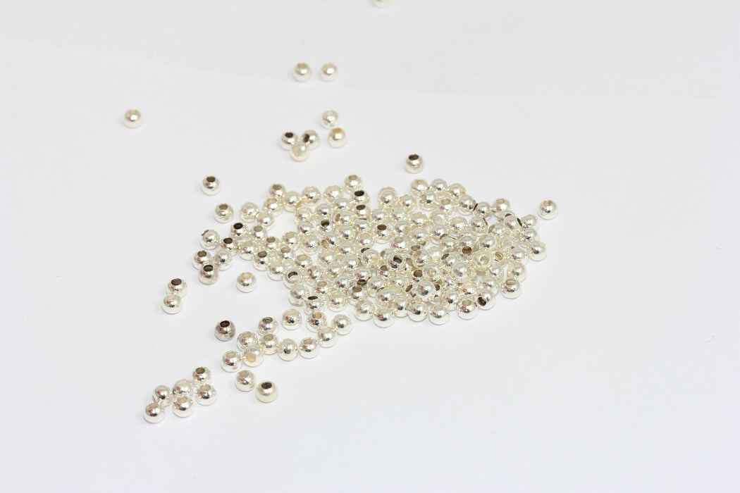 3mm Silver Plated Beads, Spacer Beads, Hollow Beads,  BRT544