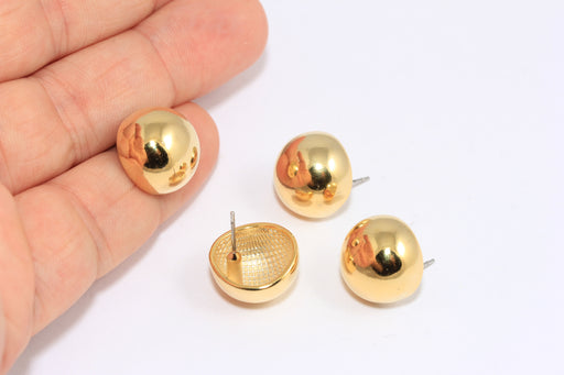  Ball Ear Posts, Half Ball Stud Earrings
