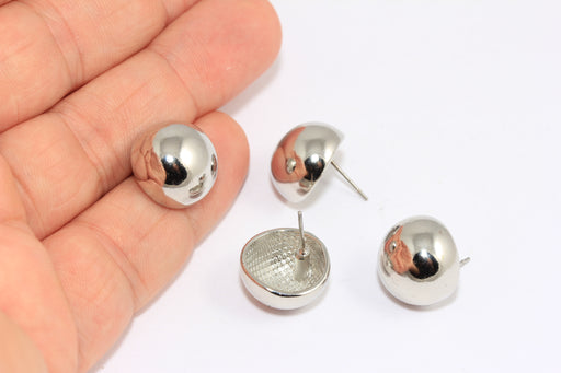 Ball Ear Posts, Half Ball Stud Earrings