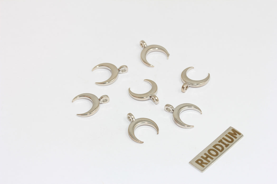 13x15mm Rhodium Plated Horn Charm, Horn Pendant,  BRT564