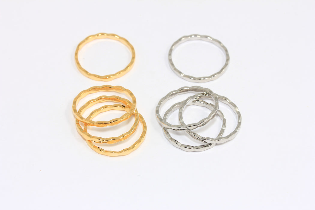 17mm 24k Shiny Gold Or Rhodium Linear Ring, Half Ball Closed Rings, MLS1145