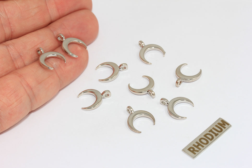 13x15mm Rhodium Plated Horn Charm, Horn Pendant,  BRT564