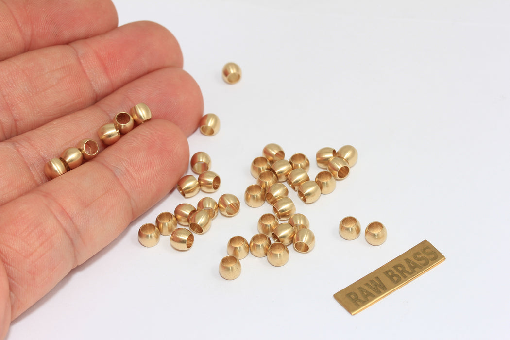 4x4,7mm Raw Brass Spacer Beads, Oval Beads, Barrel , BRT558