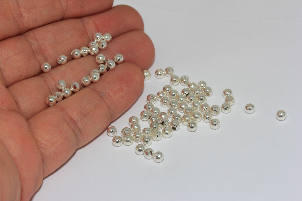 4mm Silver Color Plated Beads, Spacer Beads, Hollow Beads, BRT545
