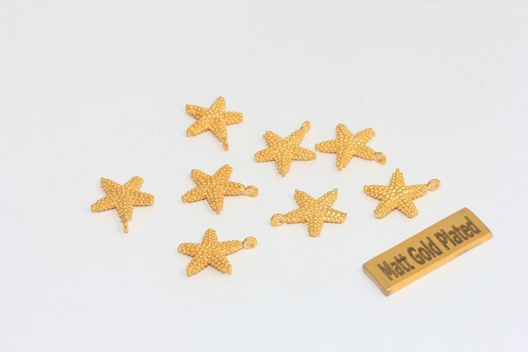 13x16mm 24k Mat Altın Deniz Yıldızı, Deniz Yıldızı Takıları, Deniz, BRT601