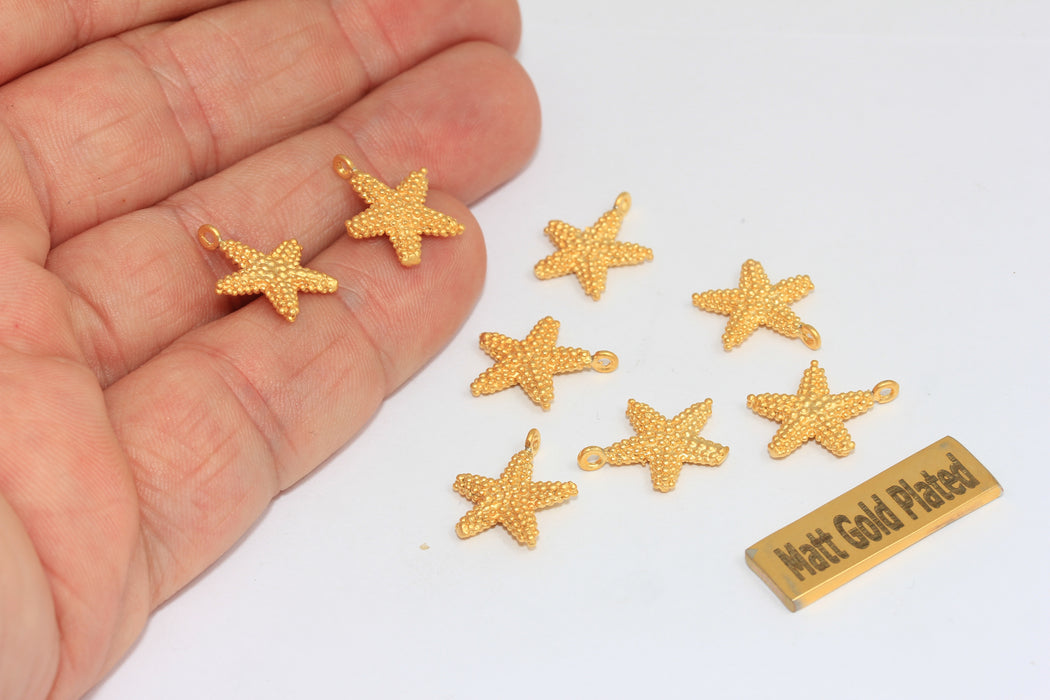 13x16mm 24k Mat Altın Deniz Yıldızı, Deniz Yıldızı Takıları, Deniz, BRT601
