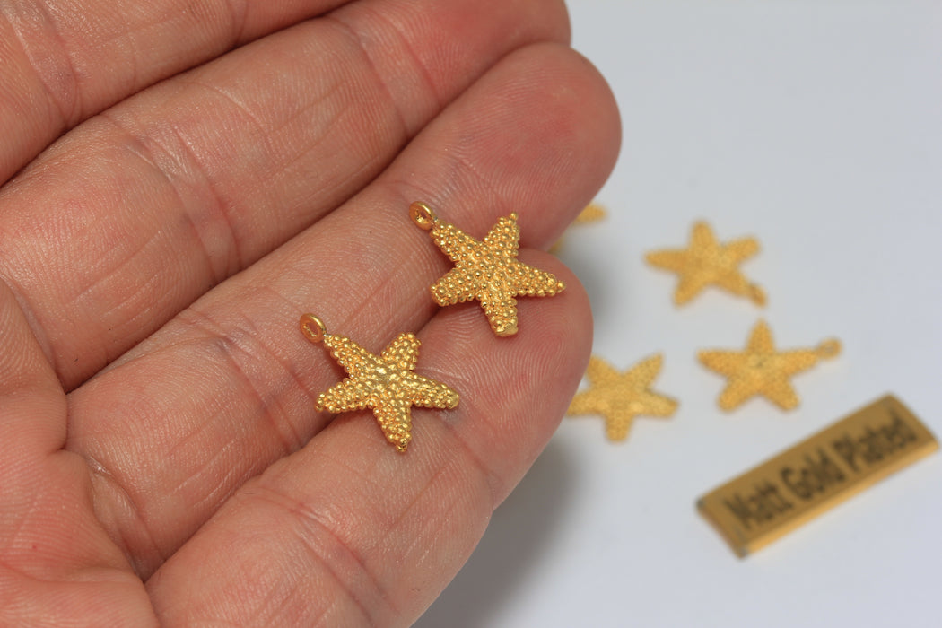 13x16mm 24k Mat Altın Deniz Yıldızı, Deniz Yıldızı Takıları, Deniz, BRT601