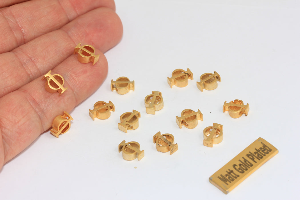7x9mm 24 ayar Mat Altın Phi Harfi, Phi Harfi, Yunan Harfleri, BRT588