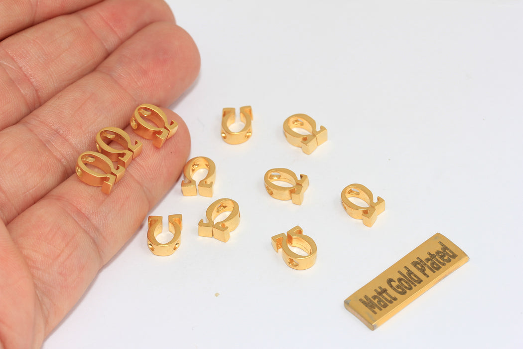 7x9mm 24k Matt Gold Omega Letter, Omega Letter, Greek BRT586