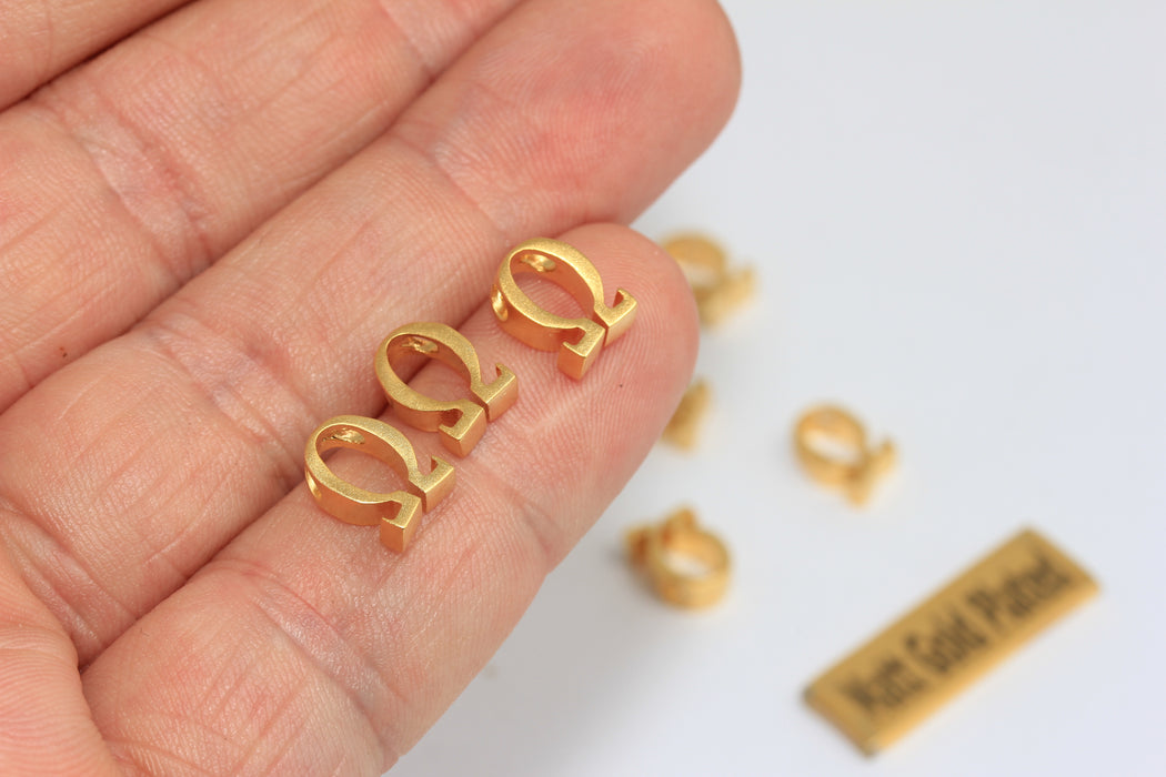 7x9mm 24k Matt Gold Omega Letter, Omega Letter, Greek BRT586