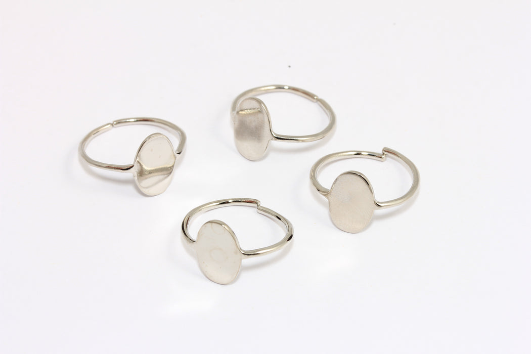 18mm Rhodium Plated Rings, Wire Coin Rings, Nameplate Rings, Band Rings, MTE143-2