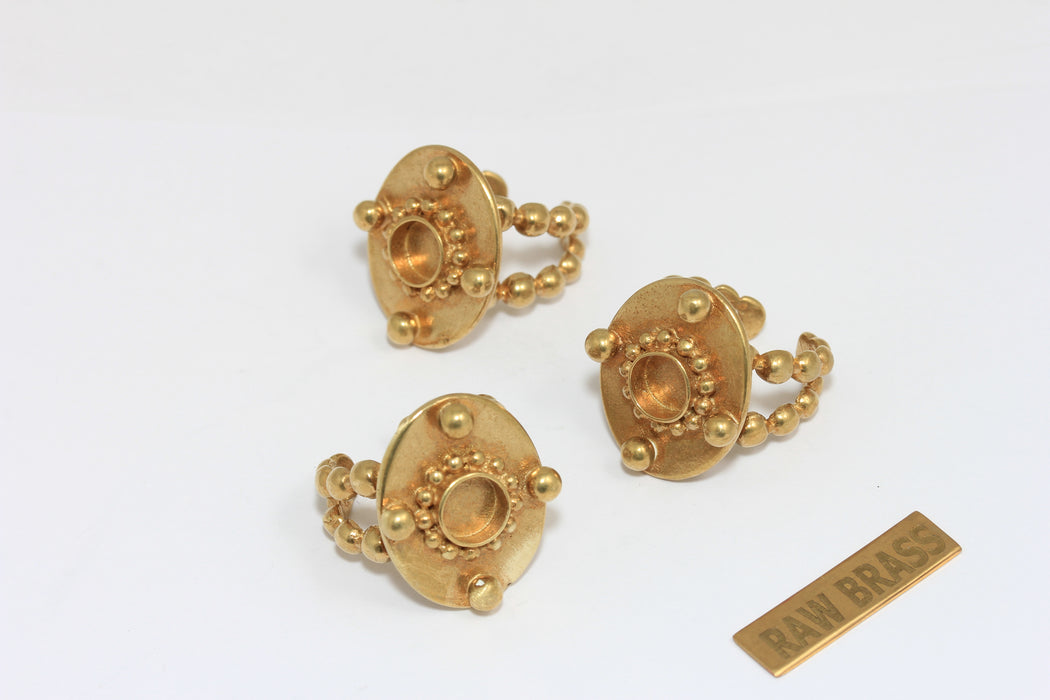 16mm Raw Brass Coin Rings, Round Cabochon Rings, Ring Settings, ZRCN858