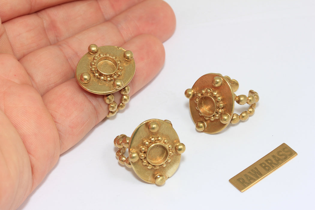 16mm Raw Brass Coin Rings, Round Cabochon Rings, Ring Settings, ZRCN858