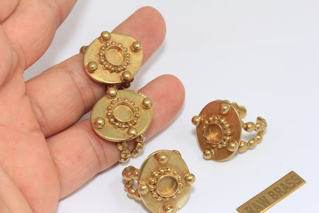16mm Raw Brass Coin Rings, Round Cabochon Rings, Ring Settings, ZRCN858