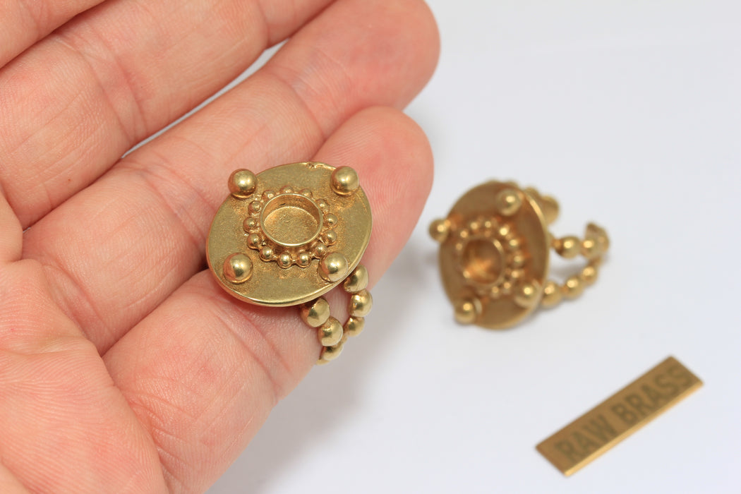 16mm Raw Brass Coin Rings, Round Cabochon Rings, Ring Settings, ZRCN858