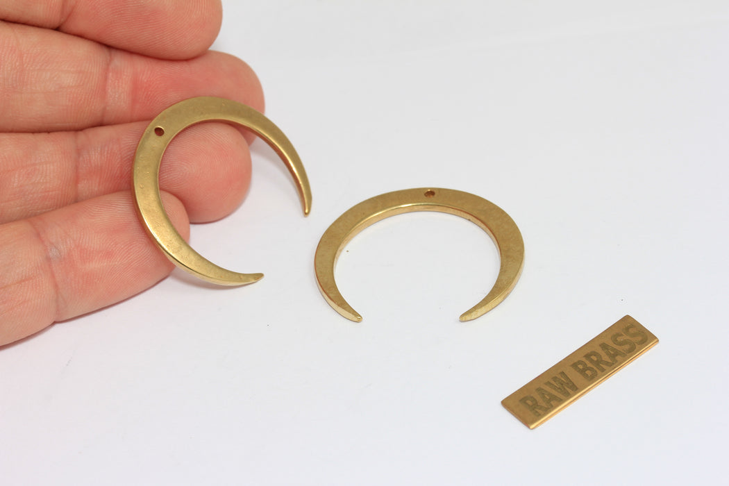 18x25mm Raw Brass Horn Charms, Horn Pendant, Crescent Moon Charm, ZRCN866