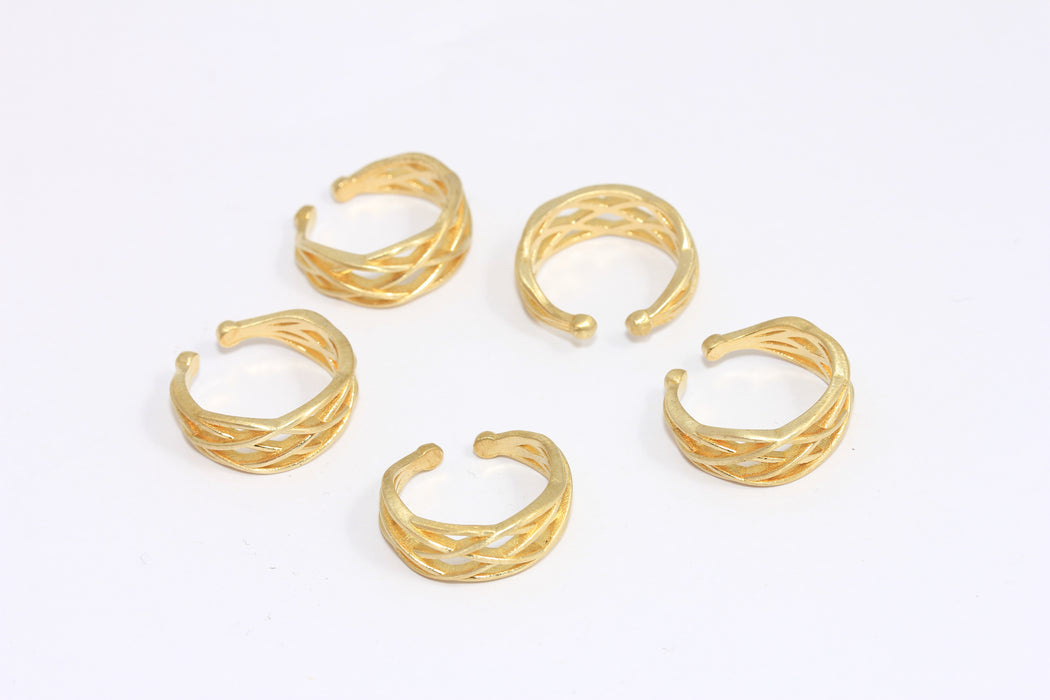 15-16mm Raw Brass String Rings, Mesh Rings, Triple String Ring, Raw Brass Stacking Rings, ROSE420