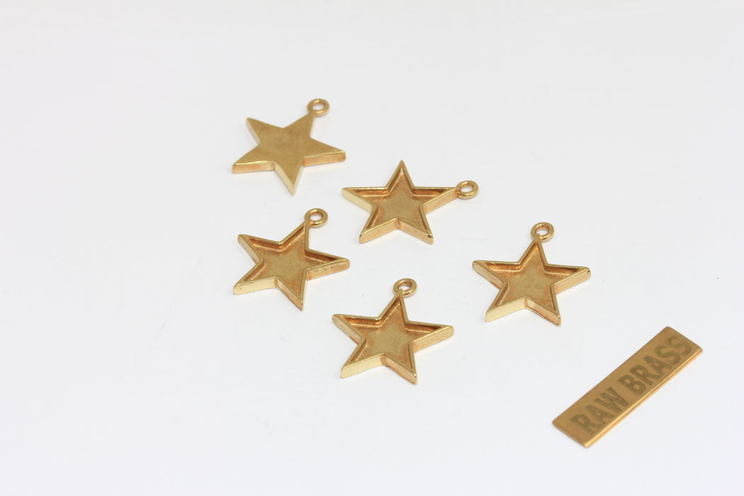 Perline a forma di stella in ottone grezzo da 12 mm, perline distanziatrici, ciondoli a forma di stella, collana a forma di stella, MLS221