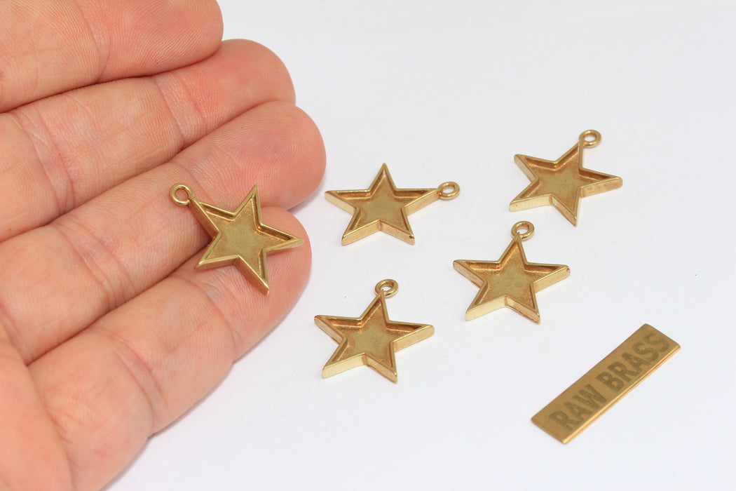 Perline a forma di stella in ottone grezzo da 12 mm, perline distanziatrici, ciondoli a forma di stella, collana a forma di stella, MLS221