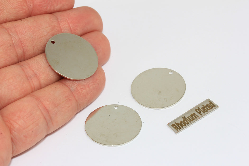 25 mm Rodyum Yuvarlak Charms, Yuvarlak Disk, Kişiselleştirilmiş BRT787