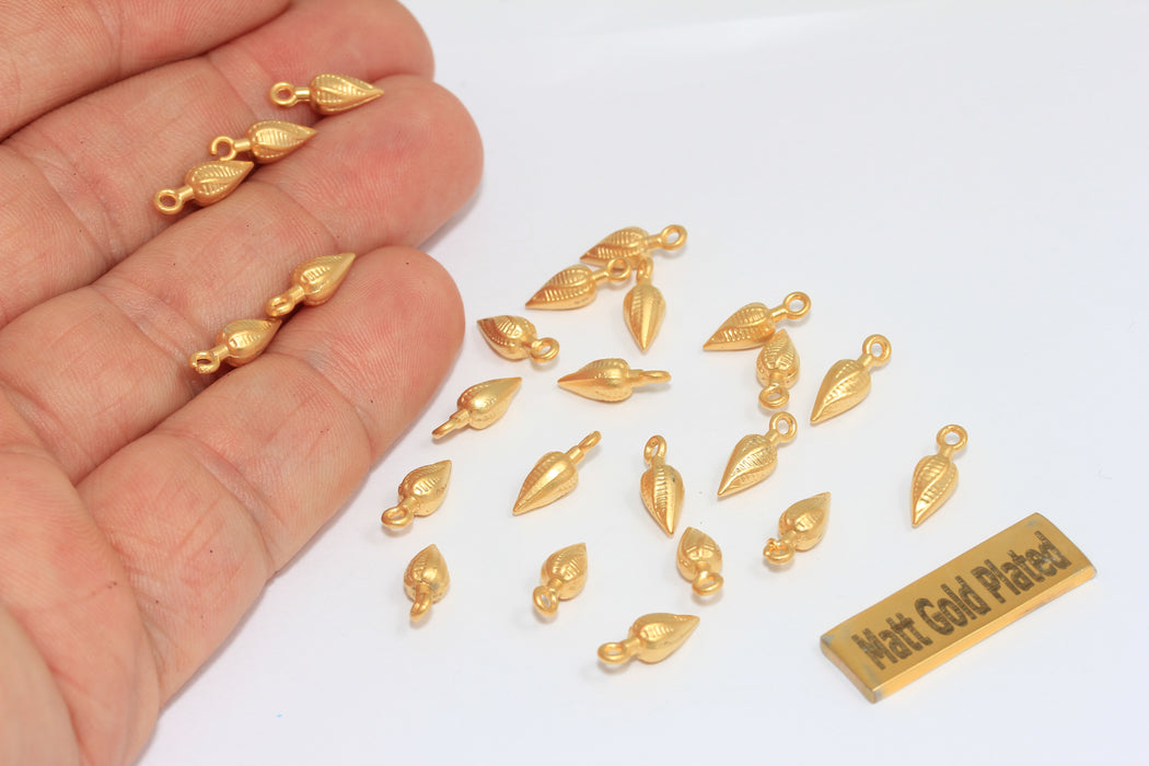 4x12 mm Mat Altın Damla Charms, Mini Damla Charm, Bilezik Boncukları, BRT786