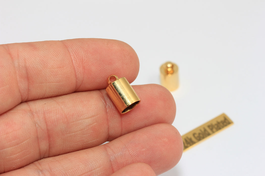 8x11mm 24 Ayar Parlak Altın Uç Kapağı, İç Boyut 7 mm, Uç Kapakları, BRT784