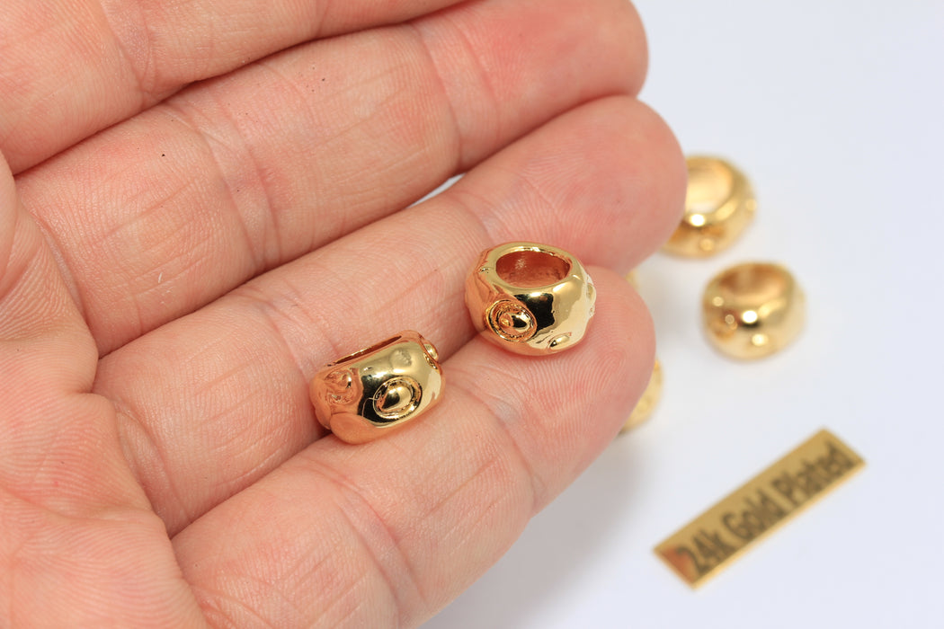 7x12mm 24k Shiny Gold Beads, Inner Size 7mm, Rondelle Beads,  BRT750