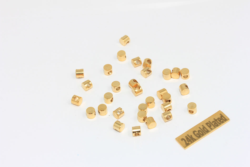 4 mm 24 Ayar Parlak Altın Ara Boncuklar, Katı Boncuklar, Altın BRT802